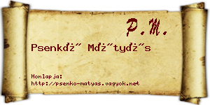 Psenkó Mátyás névjegykártya